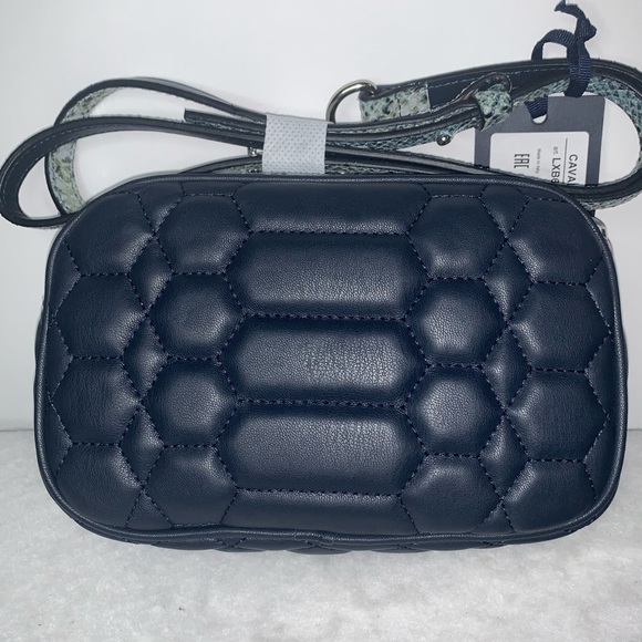 NWT CAVALLI CLASS Chain Link Python Print Top Dark Blue Small Cross-body Bag - Picture 2 of 7